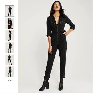 New Black Zipper Utility Boiler Suit. A&F Women S
